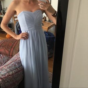 Strapless light blue, tight bodice, elegant skirt